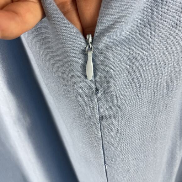 P Cill Linen Blend Mini Dress Womens Large Blue Tie Front Ruffle Cut Out NEW - Picture 13 of 13